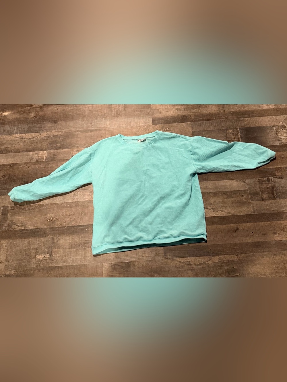 Katydid Light Teal Long-Sleeve Crewneck Top for Women